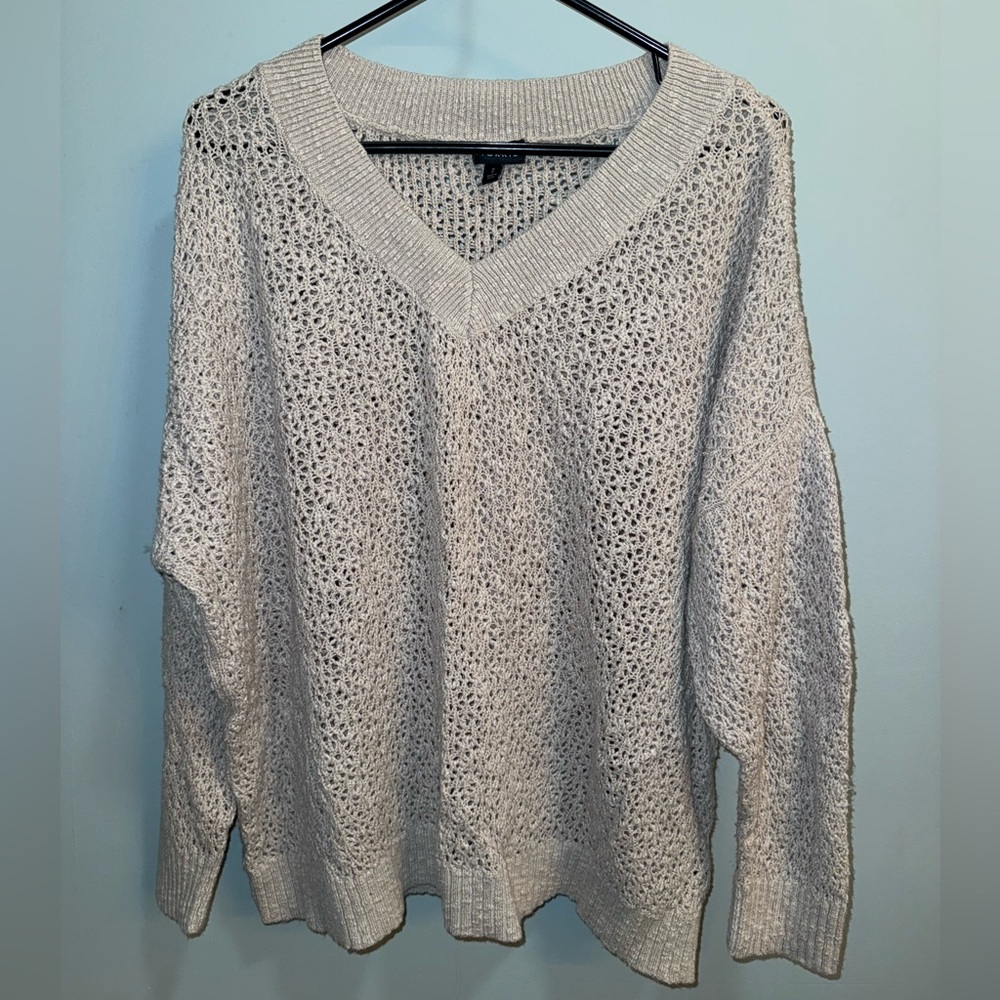Torrid beige knit crochet sweater